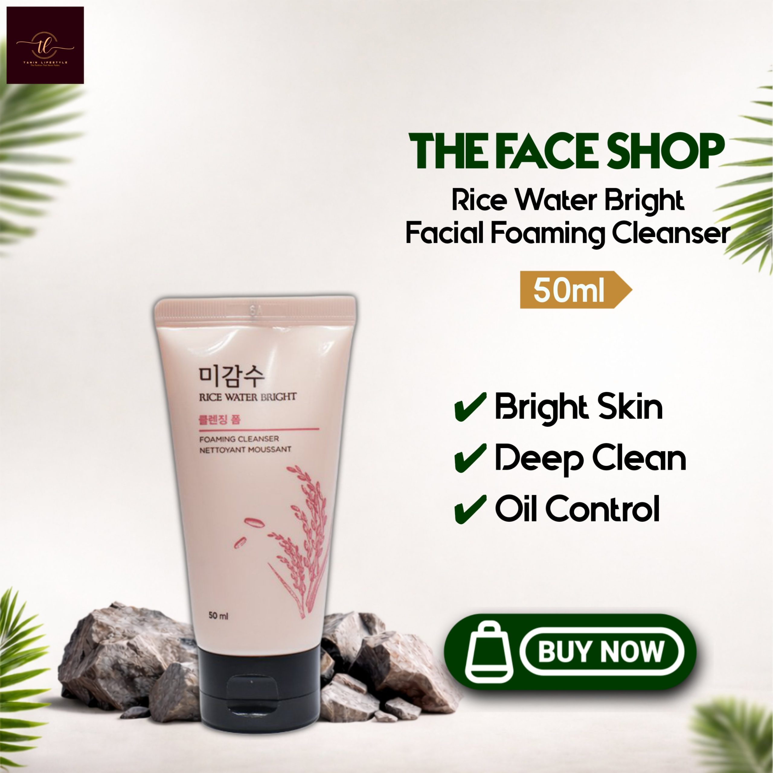 The Face Shop Rice Water Bright Foaming Cleanser 50ml
